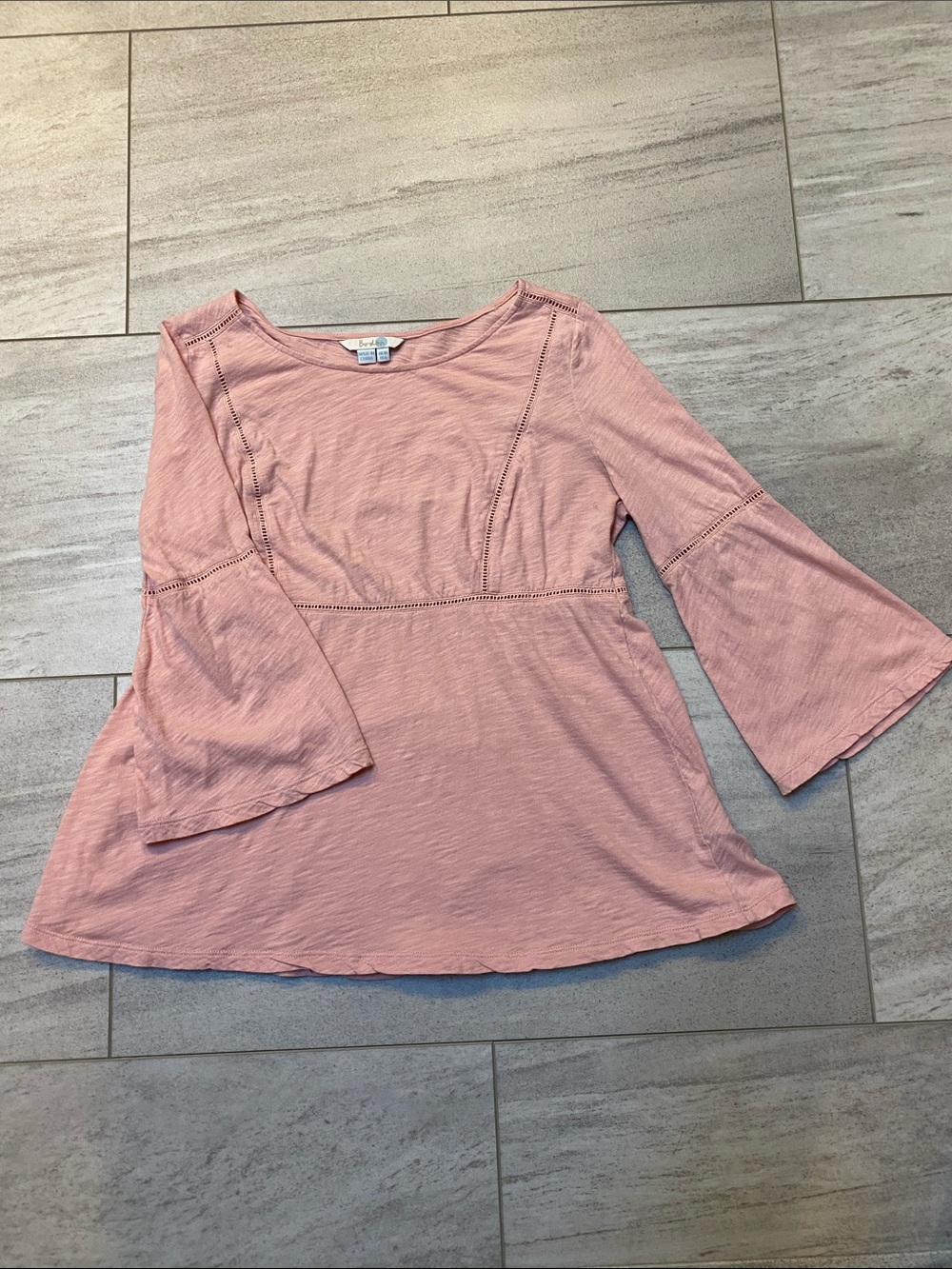 Boden Soft Pink Eyelet-Trim Peasant Tunic